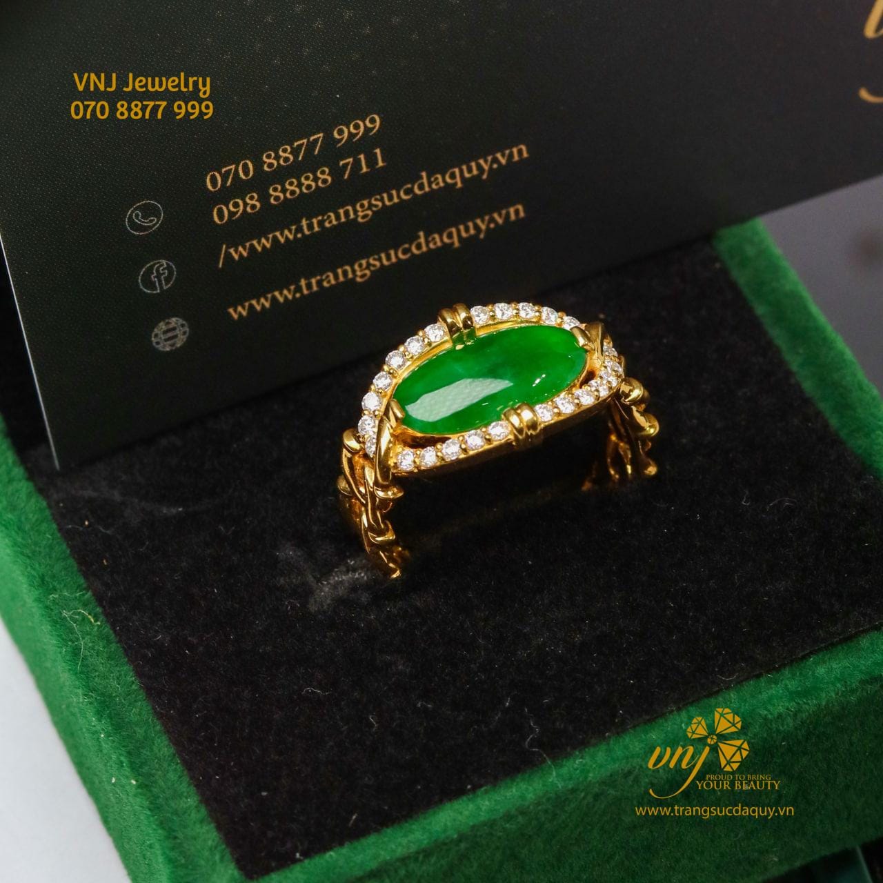 Nhẫn Lục Phỉ Thuý Hoàng Gia Type A Unisex NWJ11 - Ảnh 7
