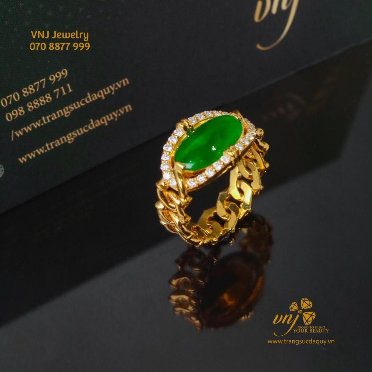 Nhẫn Lục Phỉ Thuý Hoàng Gia Type A Unisex NWJ11 - Ảnh 6