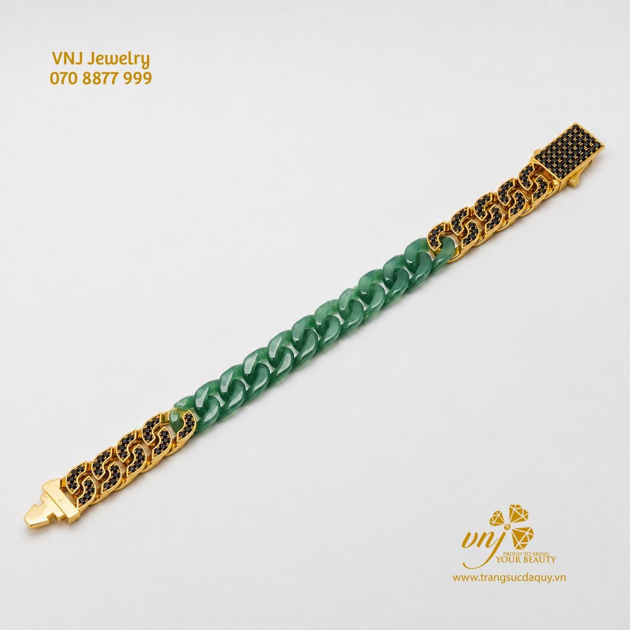 Lắc Tay Cuban Vàng Phỉ Thúy Lam Type A LTJ3 - Ảnh 5