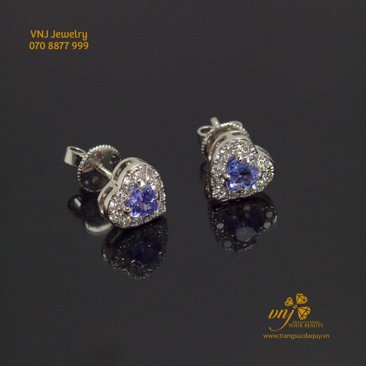 Bông Tai Tanzanite Trái Tim BTTZ2 - Ảnh 3