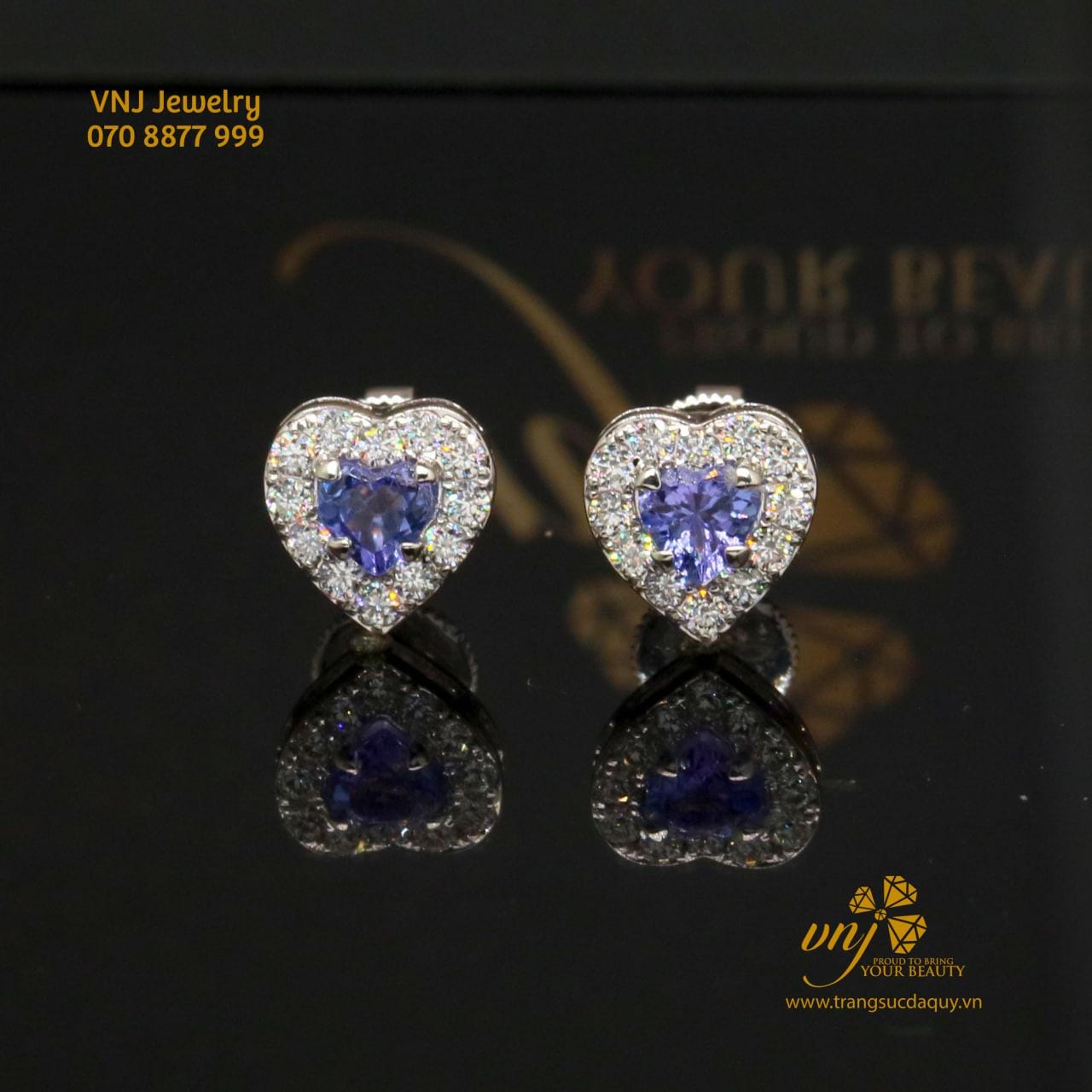 Bông Tai Tanzanite Trái Tim BTTZ2