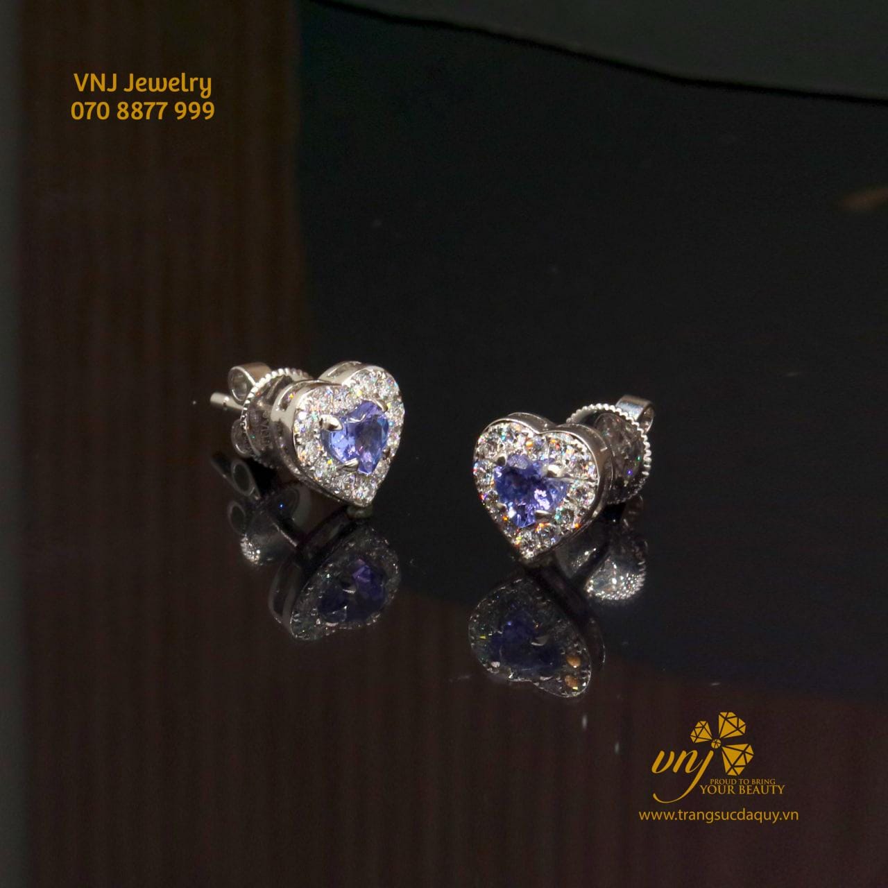 Bông Tai Tanzanite Trái Tim BTTZ2
