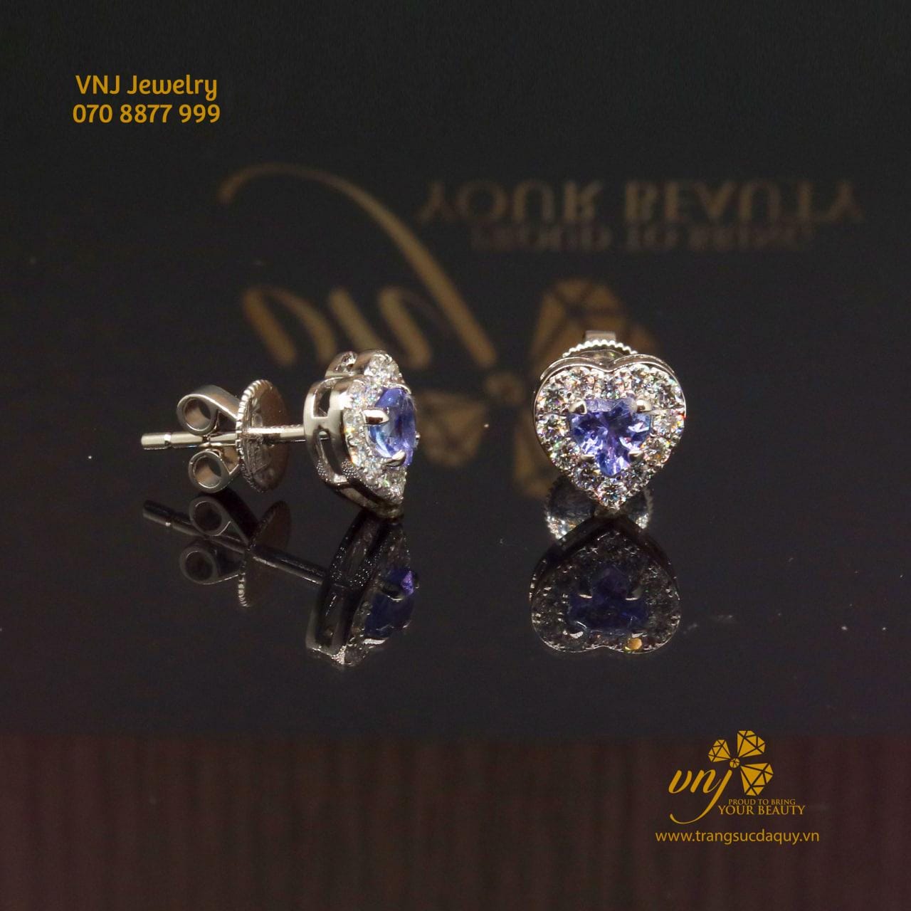 Bông Tai Tanzanite Trái Tim BTTZ2 - Ảnh 2