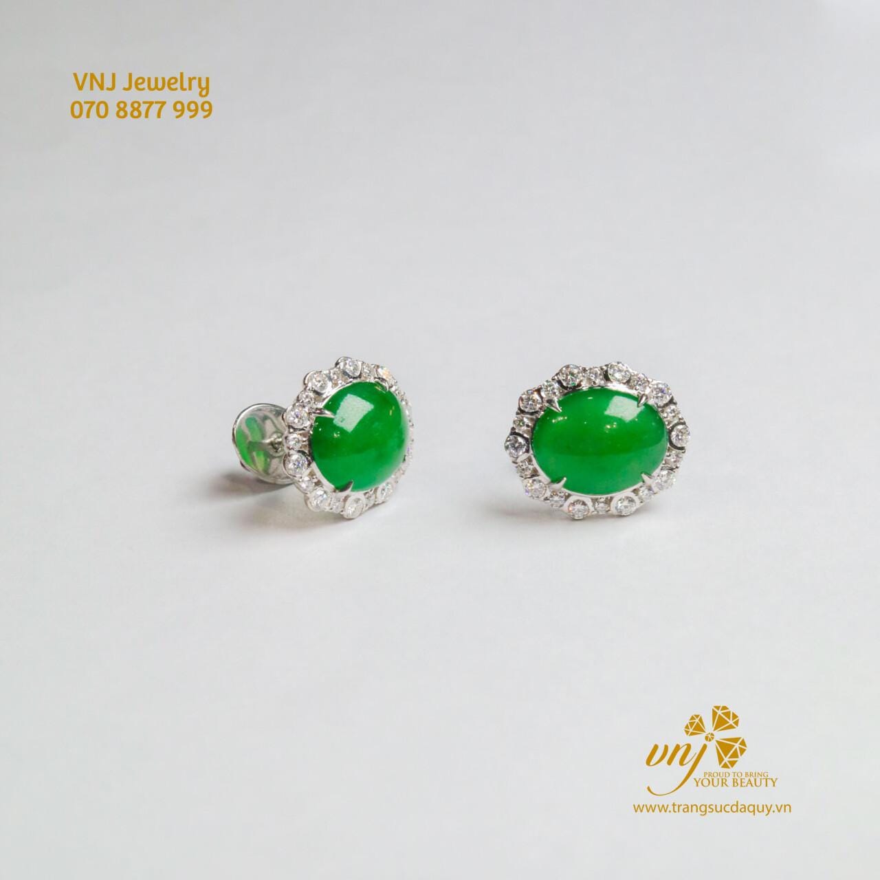 Bông Tai Ngọc Phỉ Thuý Lục BTJ4