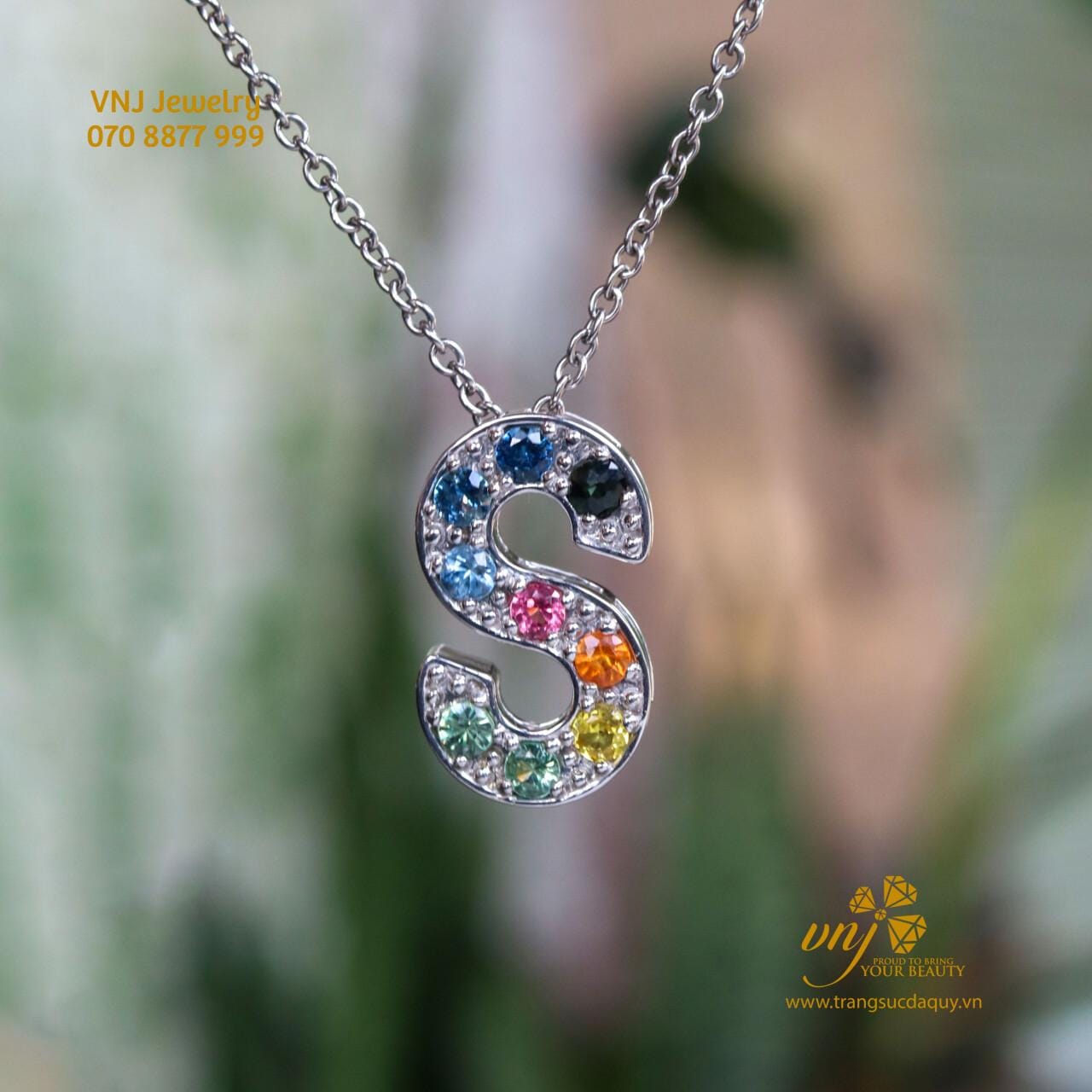 Mặt Dây Chuyền Chữ S Sapphire Đa Sắc Thiên Nhiên MDS30 - Ảnh 4