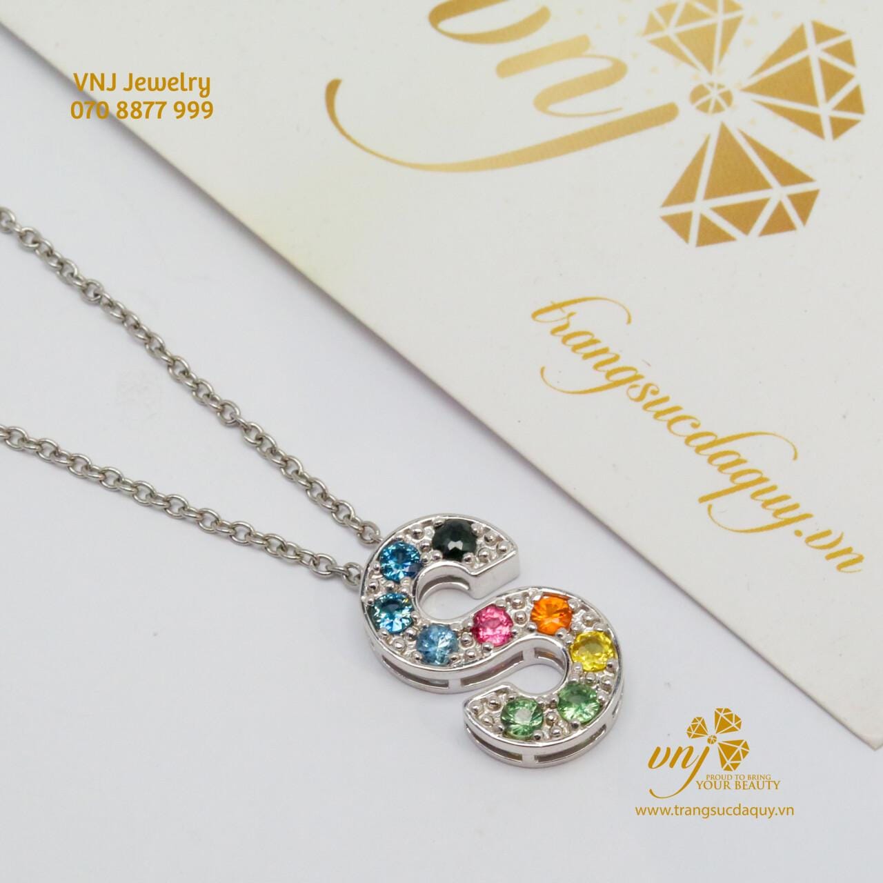 Mặt Dây Chuyền Chữ S Sapphire Đa Sắc Thiên Nhiên MDS30 - Ảnh 2