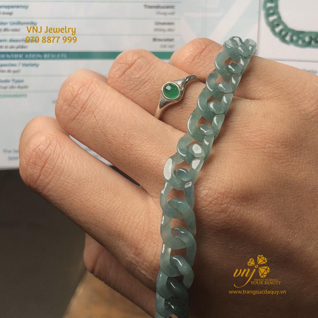 Lắc Tay Cuban Phỉ Thúy Lam Type A LTJ2