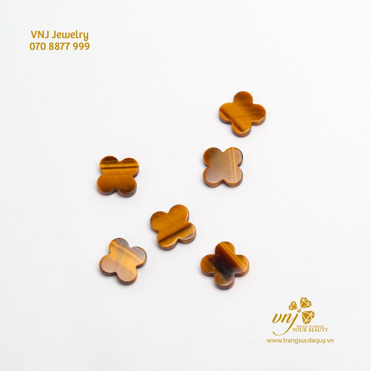 Charm cỏ 4 lá đá mắt hổ