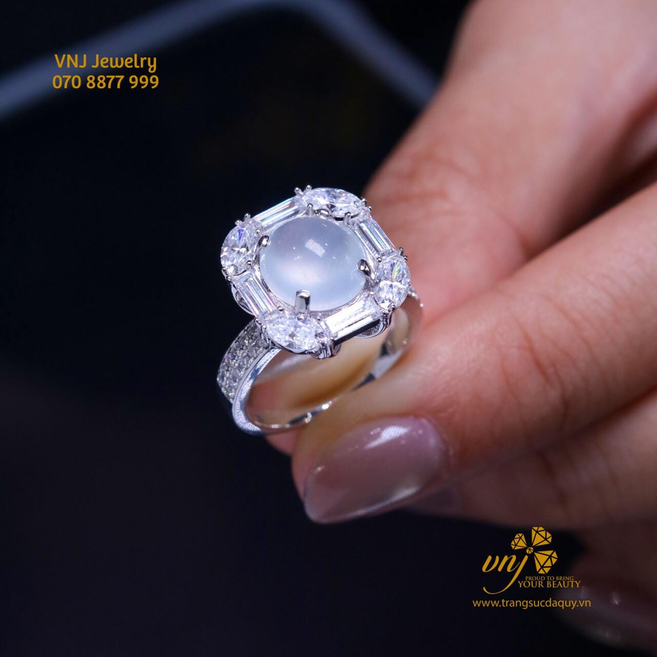 Nhẫn Phỉ Thúy Băng Thiên Nhiên Halo NWJ17 - Ảnh 4