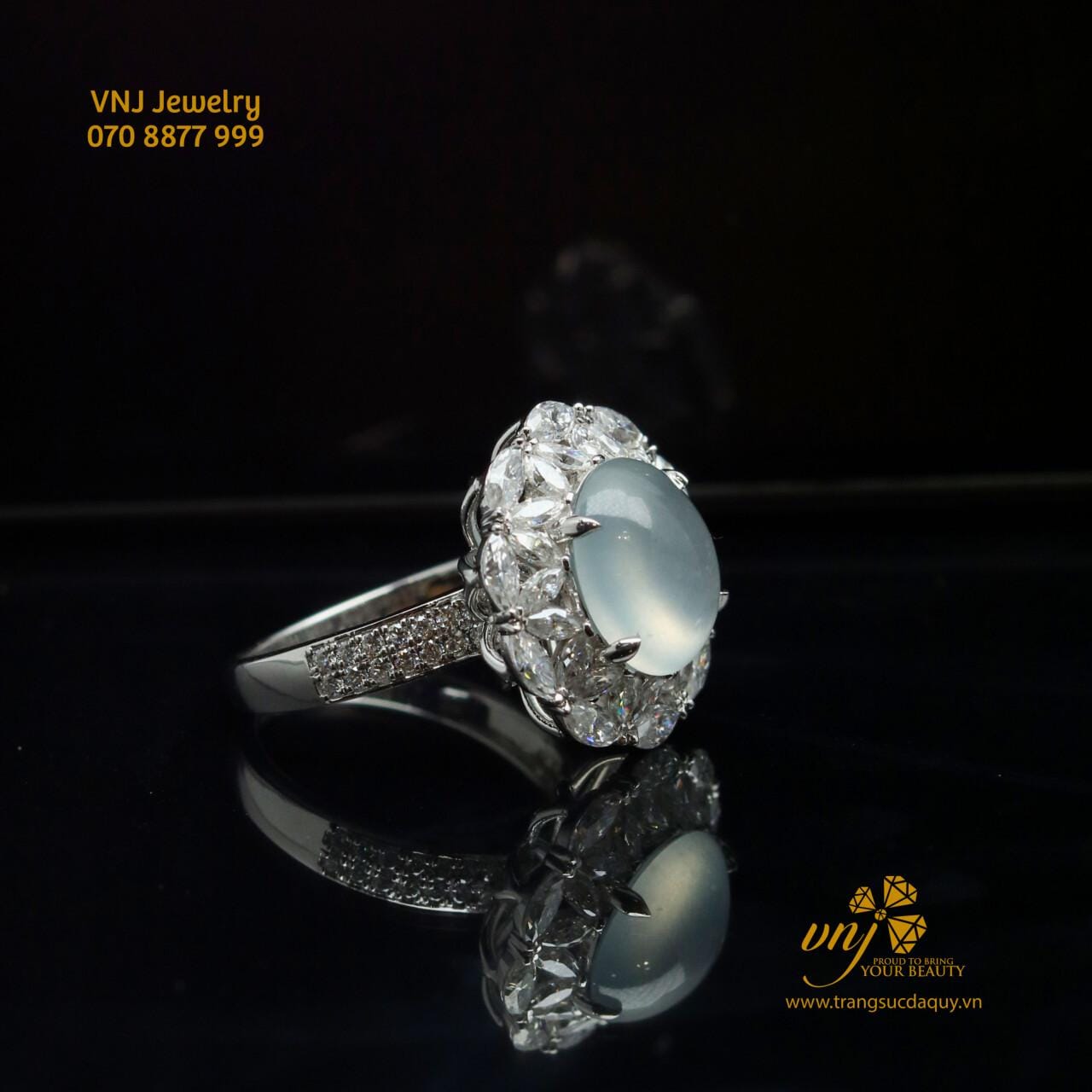 Nhẫn Phỉ Thúy Băng Thiên Nhiên Halo NWJ18 - Ảnh 4