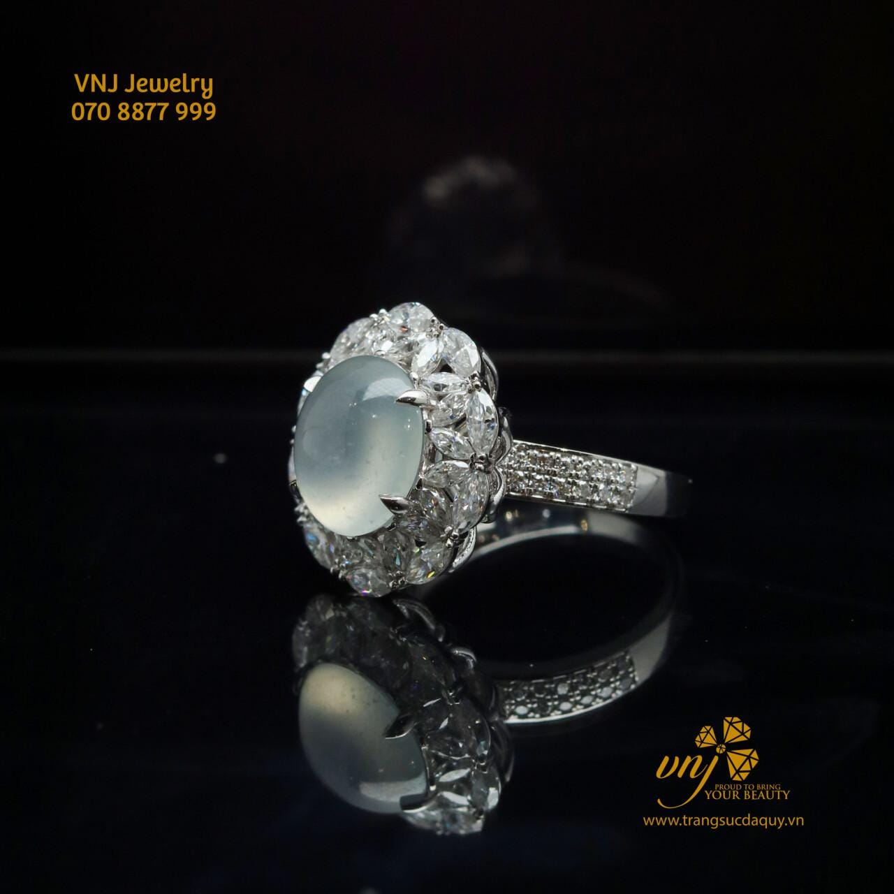 Nhẫn Phỉ Thúy Băng Thiên Nhiên Halo NWJ18 - Ảnh 2