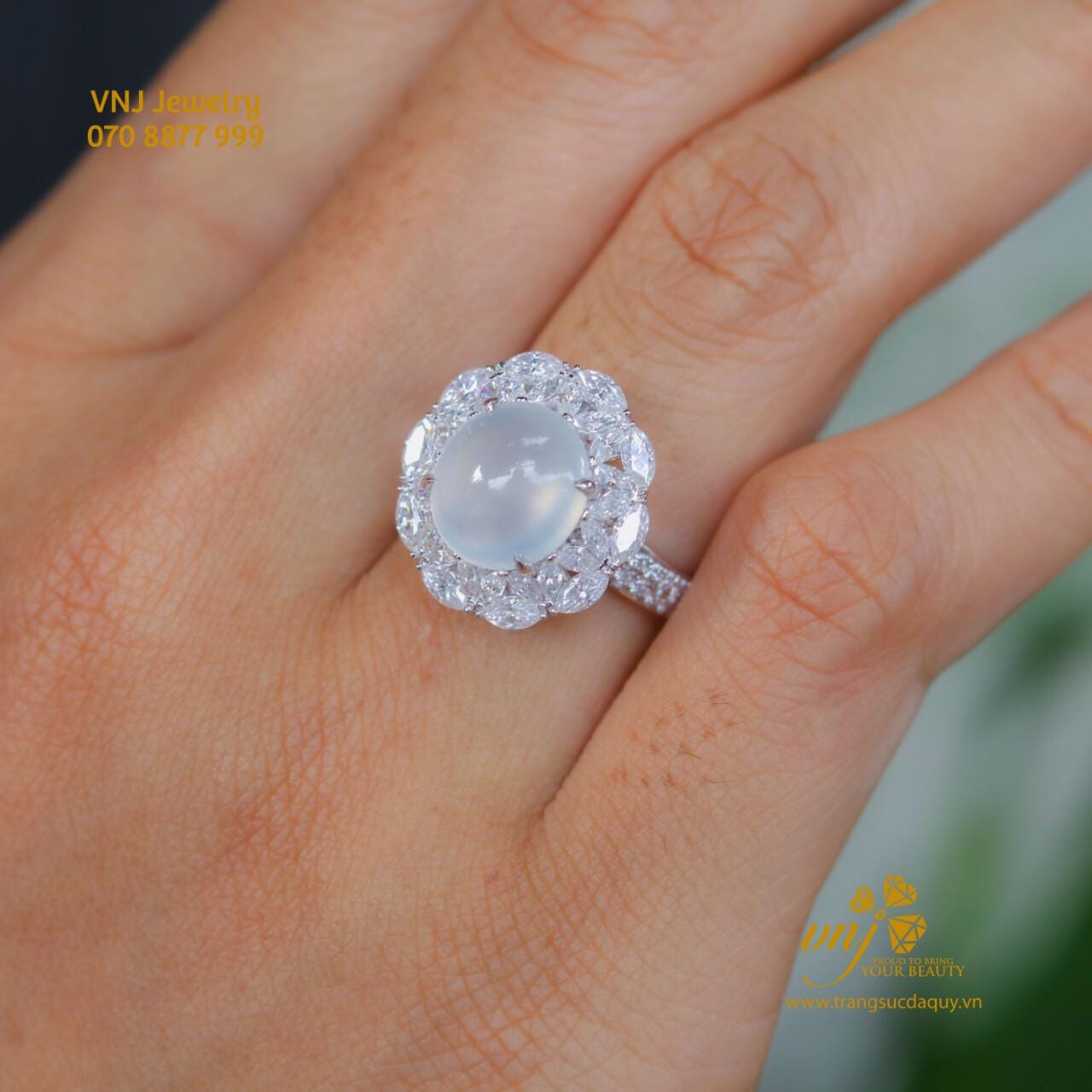 Nhẫn Phỉ Thúy Băng Thiên Nhiên Halo NWJ18 - Ảnh 6