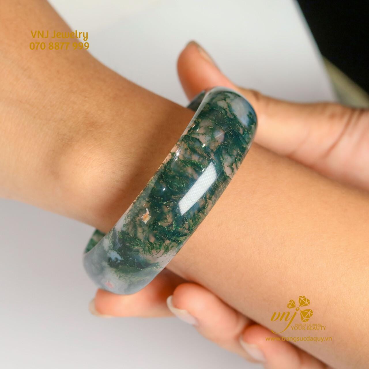 Vòng Ngọc Mã Não Rêu Nguyên Khối VKMN1