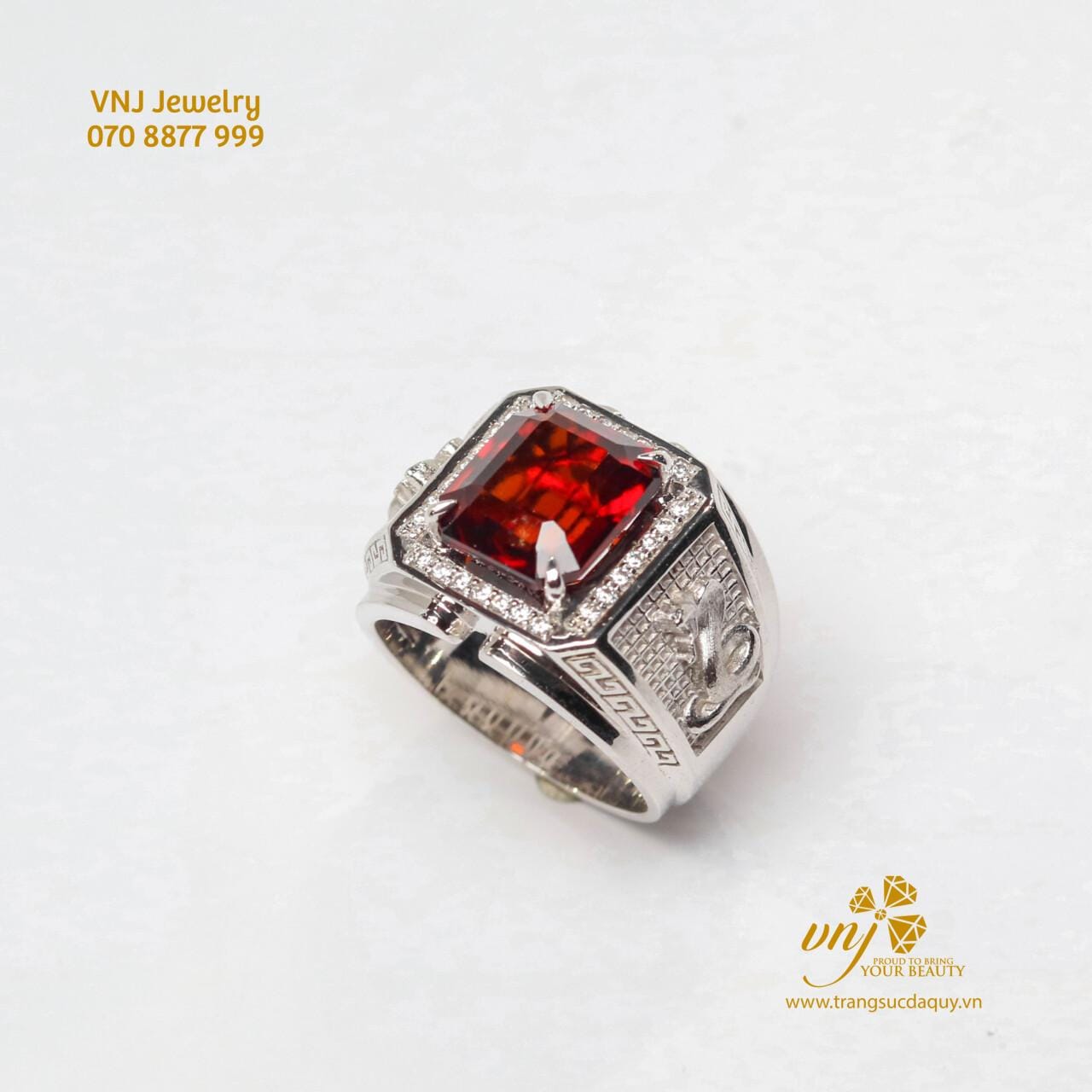 Nhẫn Rắn Đá Garnet Nam NM166 - Ảnh 2