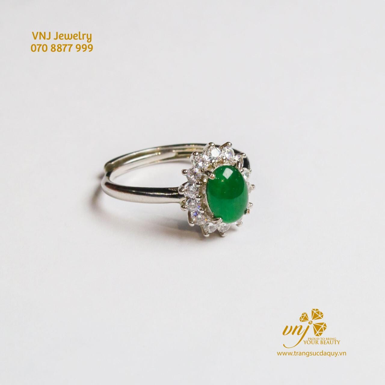 Nhẫn Ngọc Phỉ Thúy Luxury Vàng Trắng NWJ15 - Ảnh 3