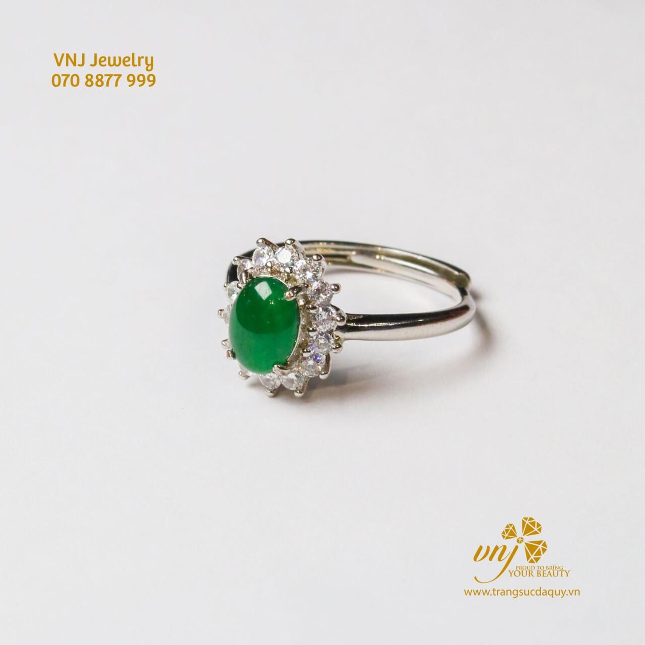 Nhẫn Ngọc Phỉ Thúy Luxury Vàng Trắng NWJ15 - Ảnh 2