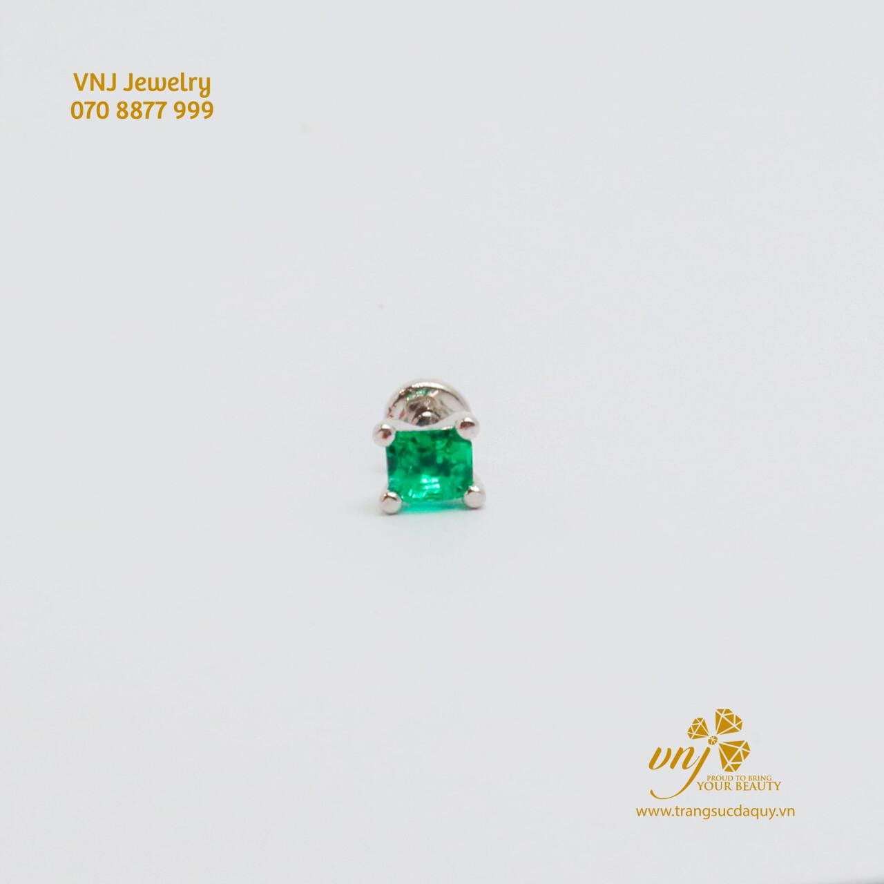 Bông Tai Flatback Emerald Thiên Nhiên BTE7 - Ảnh 3