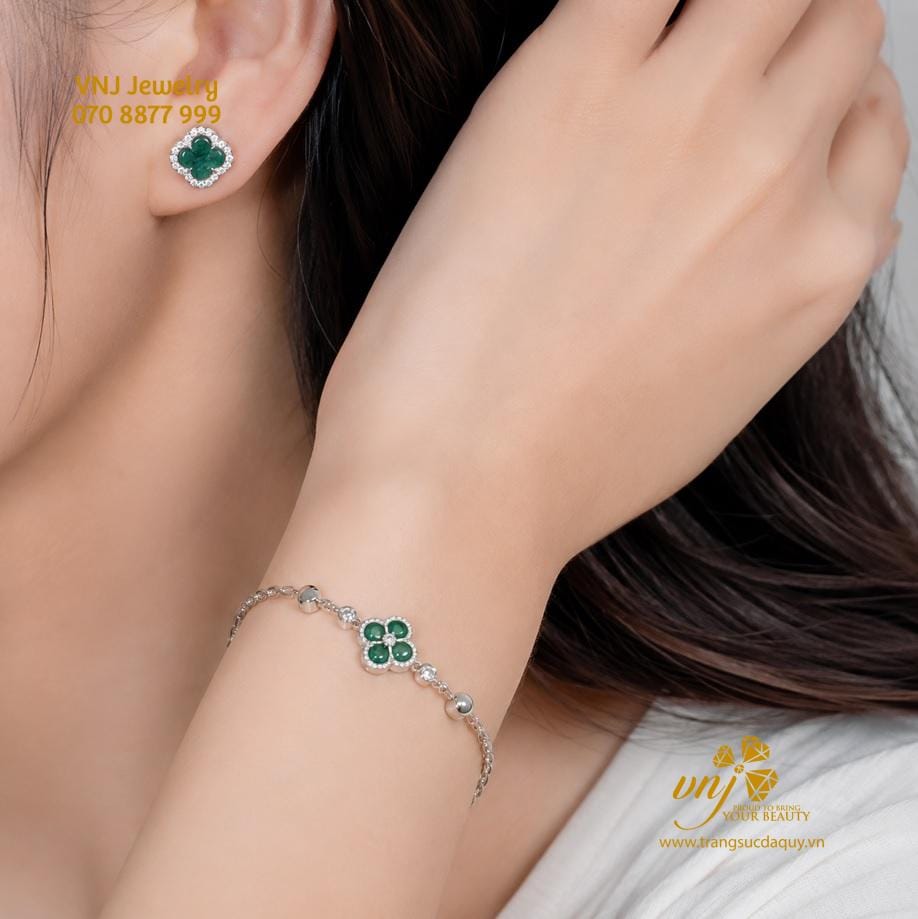 Combo Lắc Tay & Bông Tai Cỏ 4 Lá Cẩm Thạch BTJ6 - Ảnh 6