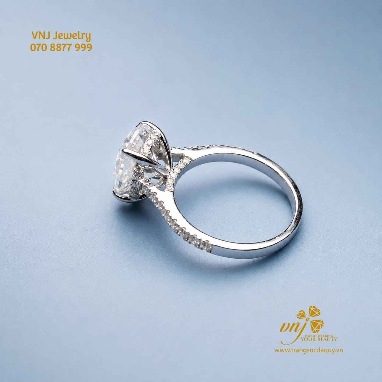 Nhẫn Pavé Moissanite Oval NWD50 - Ảnh 2