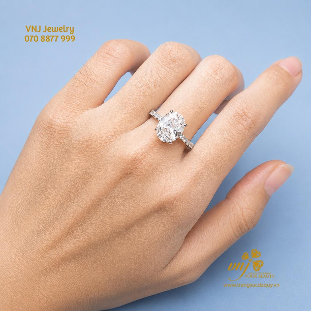 Nhẫn Pavé Moissanite Oval NWD50 - Ảnh 6