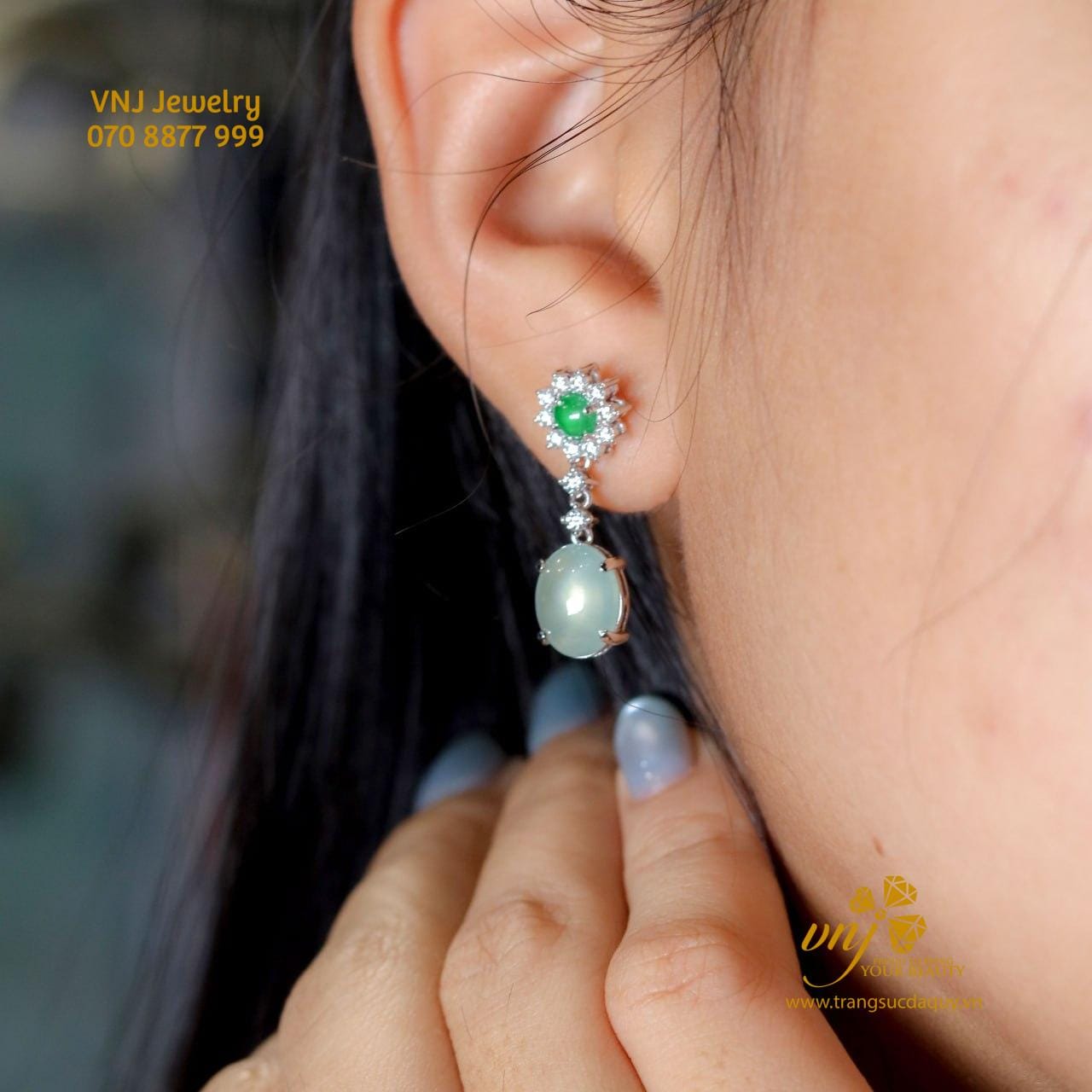 Bông Tai Ngọc Phỉ Thuý BTJ7
