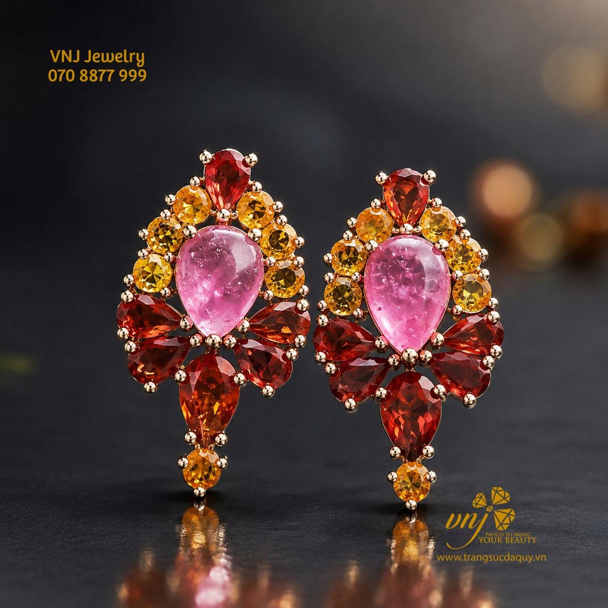 Bông Tai Ruby Mix Sapphire BTR15