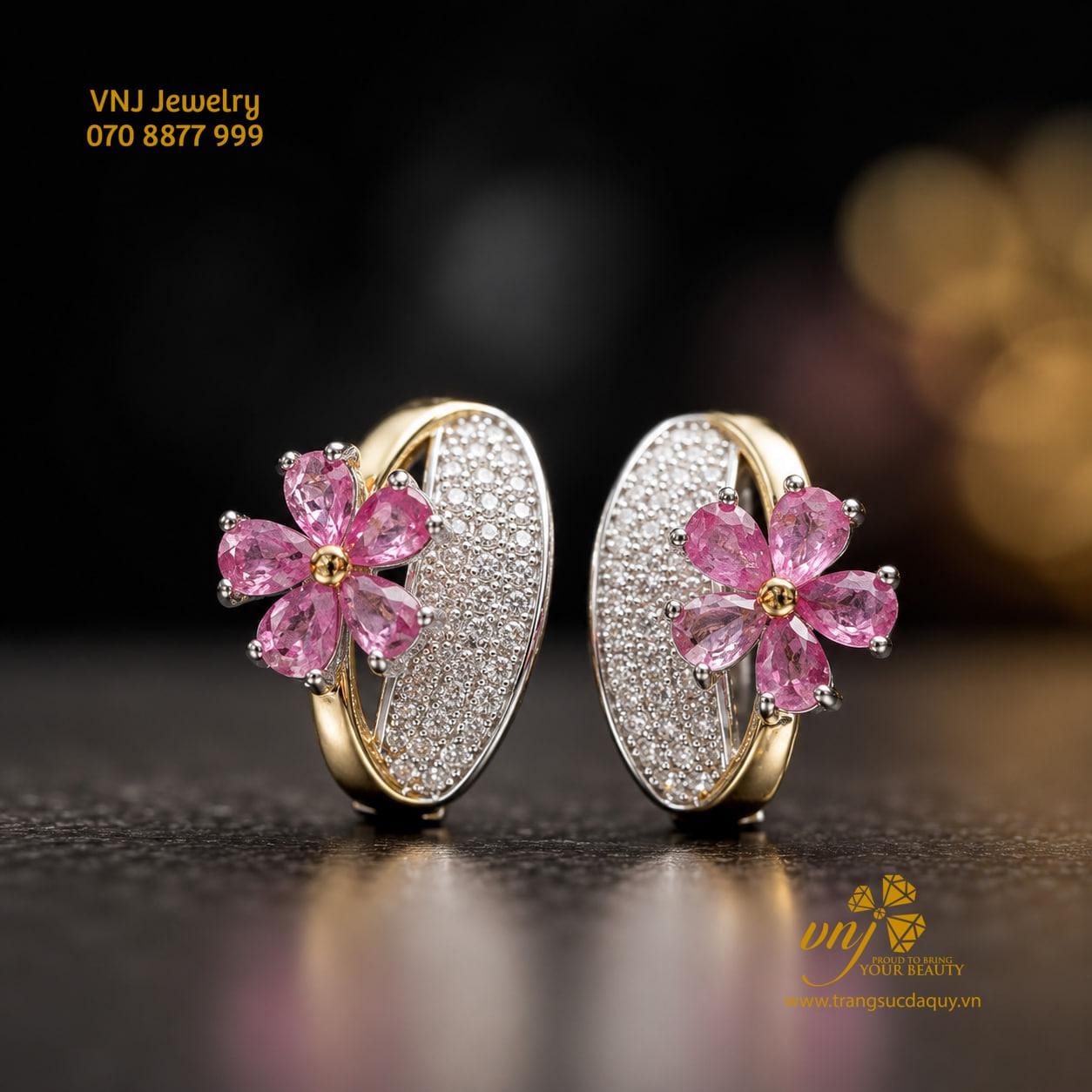 Bông Tai Ruby Cỏ 4 lá May Mắn BTR13