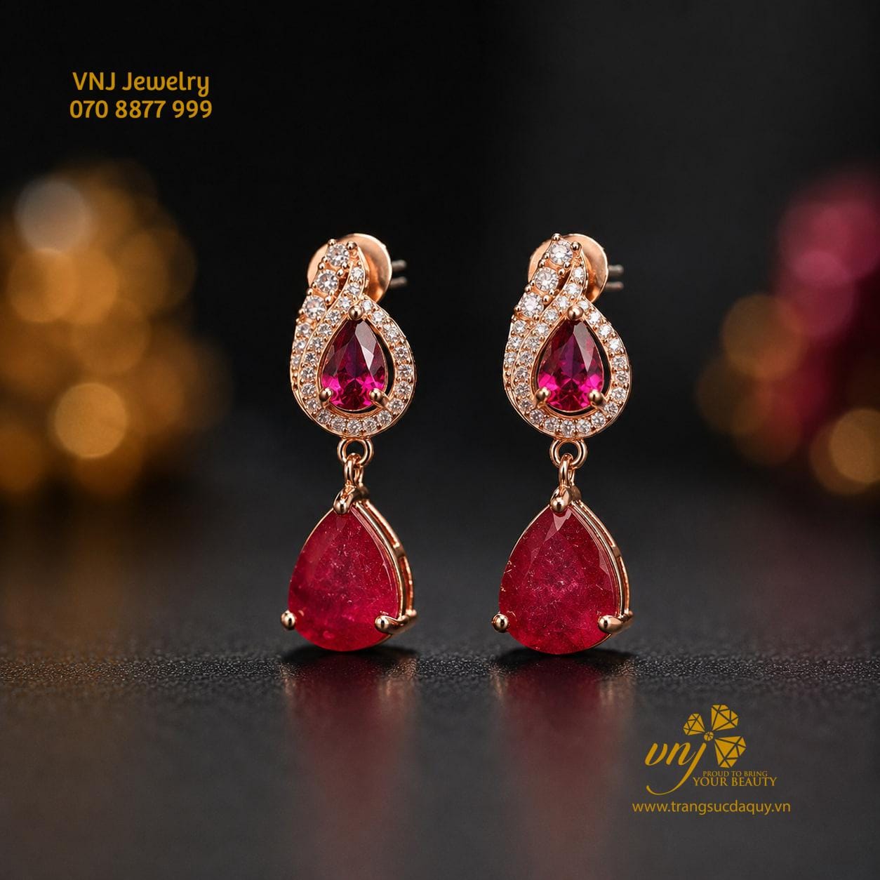 Bông Tai Garnet Mix Ruby BTR10
