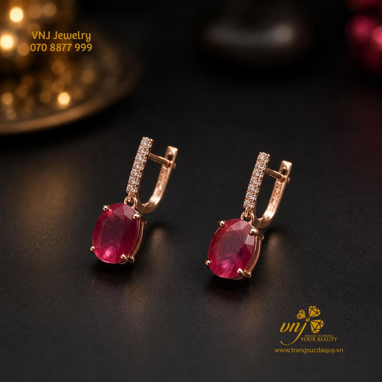Bông Tai Đá Ruby BTT7