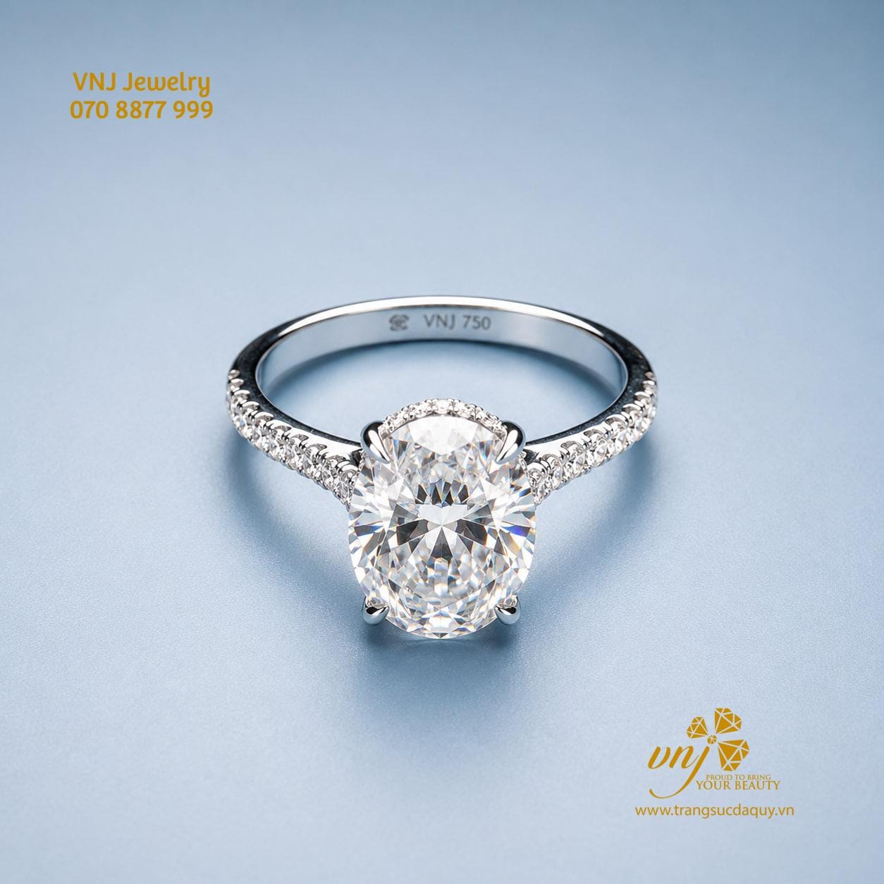 Nhẫn Pavé Moissanite Oval NWD50 - Ảnh 3