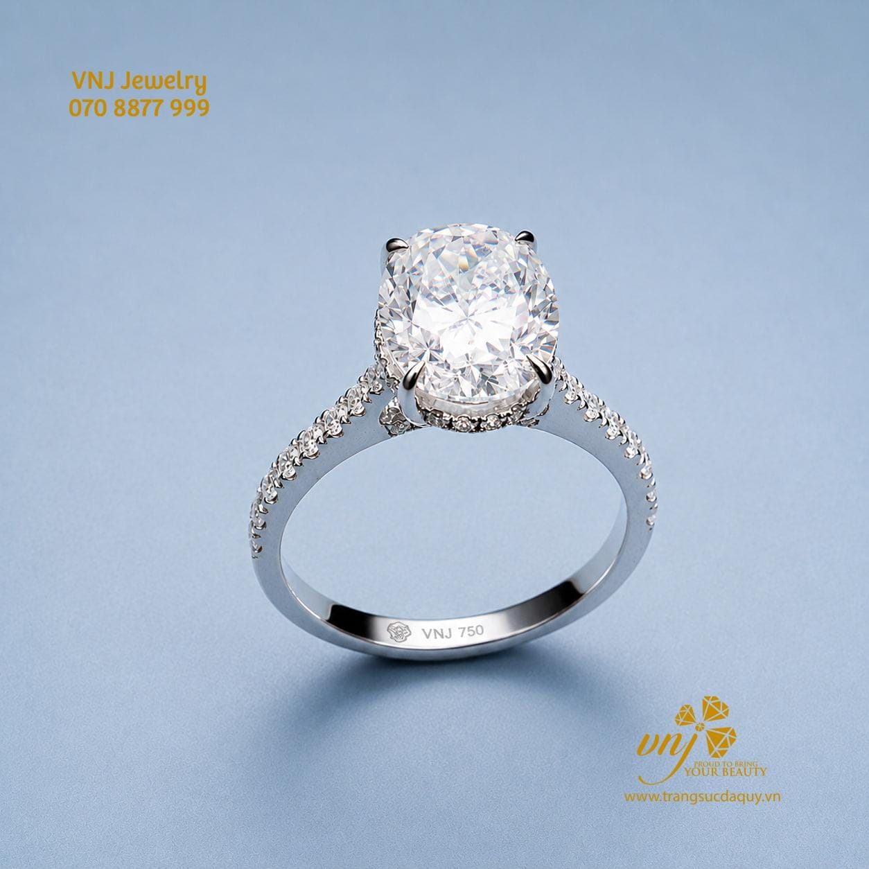 Nhẫn Pavé Moissanite Oval NWD50 - Ảnh 4