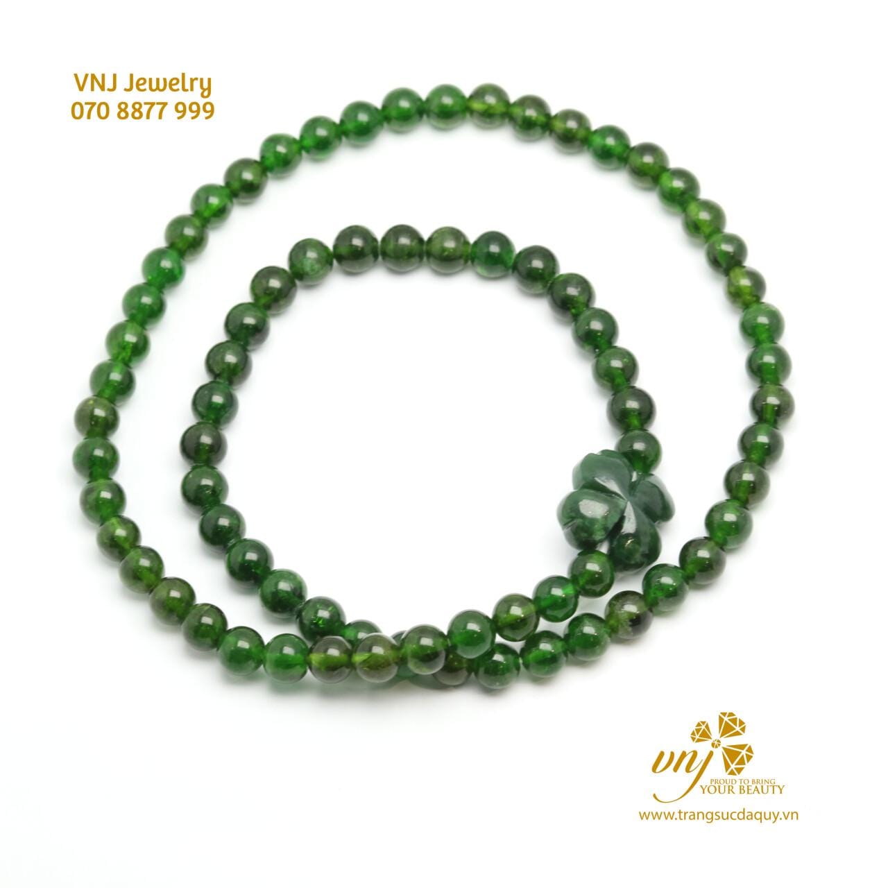 Chuỗi Vòng Tay Diopside Mix Cỏ 4 Lá VDD2 - Ảnh 4