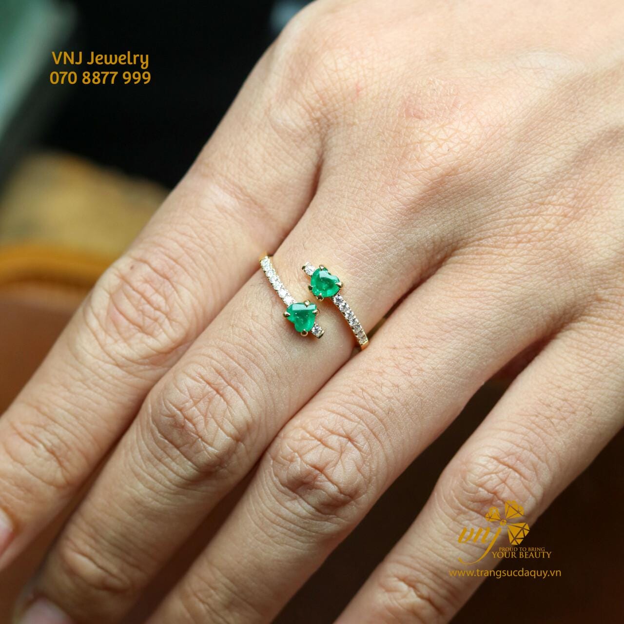 Nhẫn Open Ring Emerald NWE19 - Ảnh 3