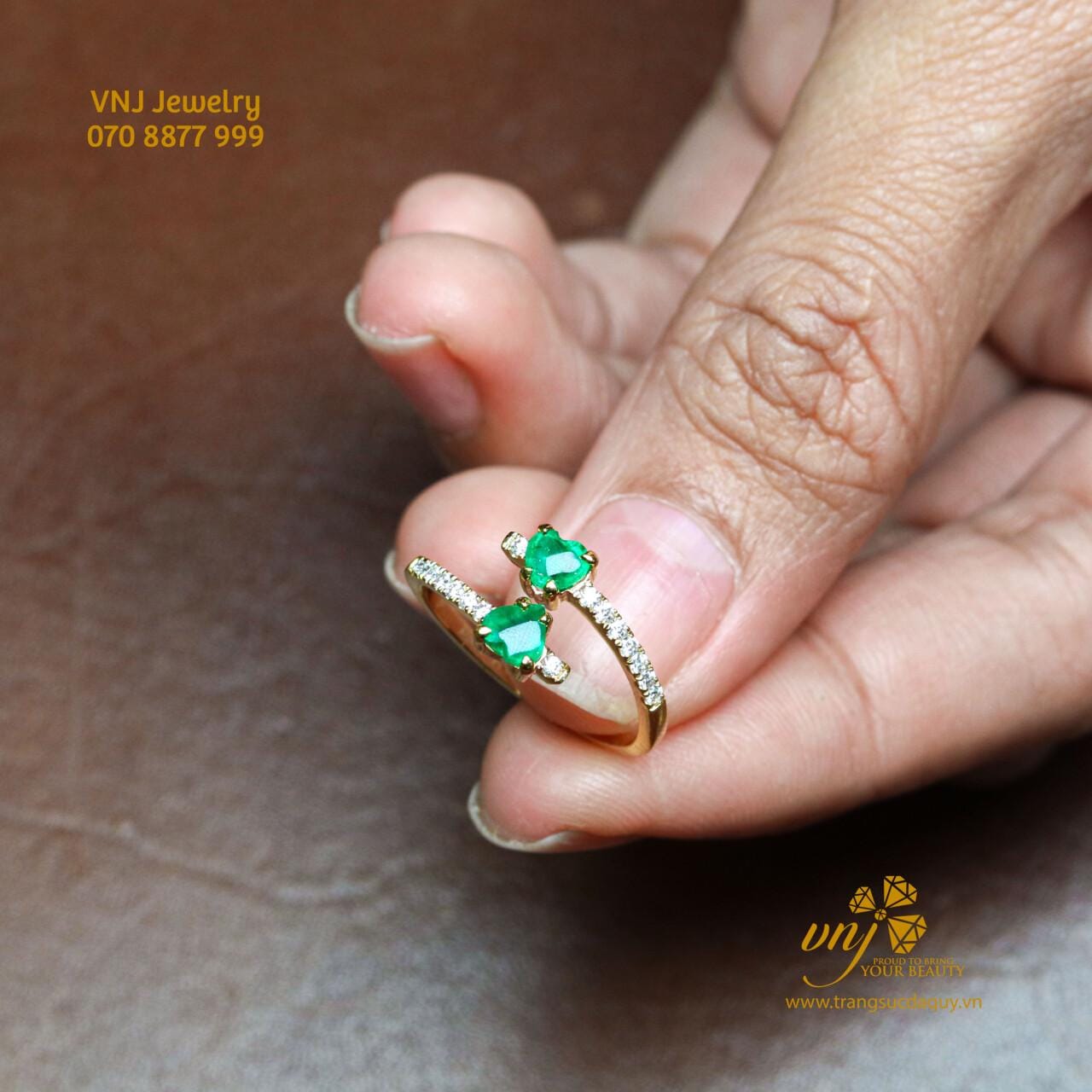 Nhẫn Open Ring Emerald NWE19 - Ảnh 2