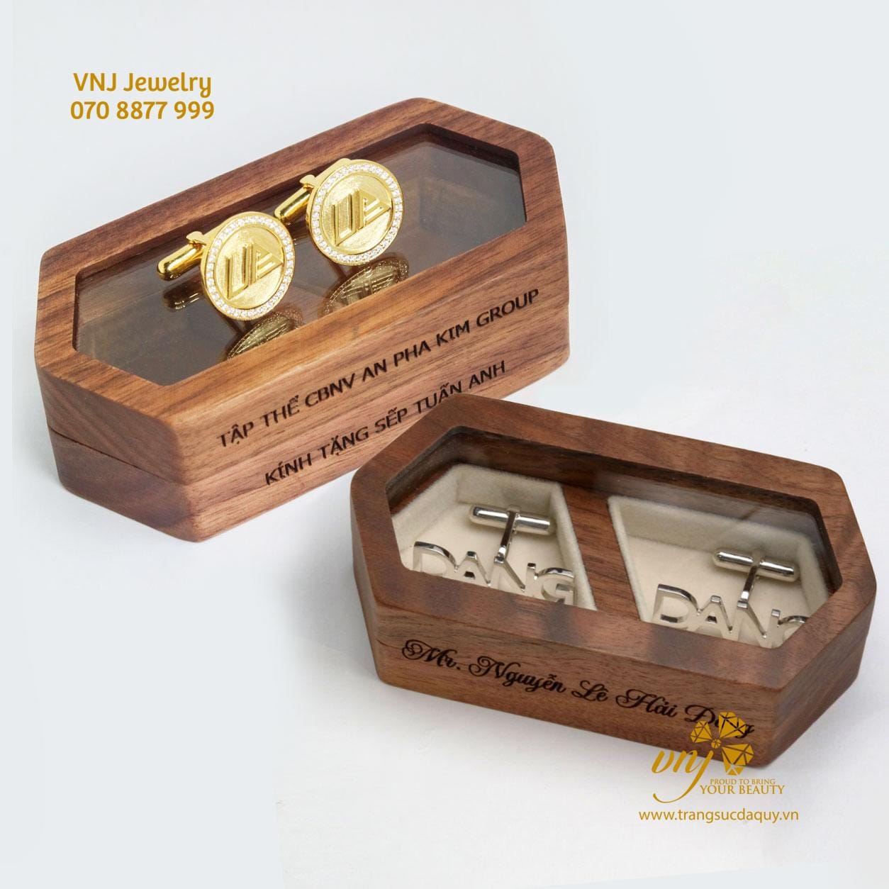 Cufflink Kèm hộp khắc