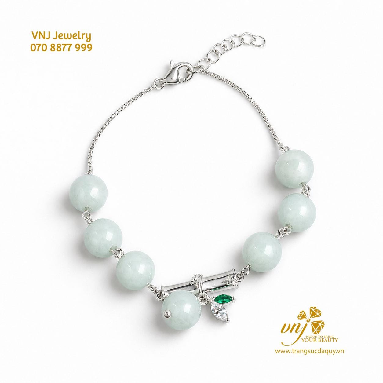 Vòng Tay Cẩm Thạch Mix Charm Đốt Trúc VCJ1