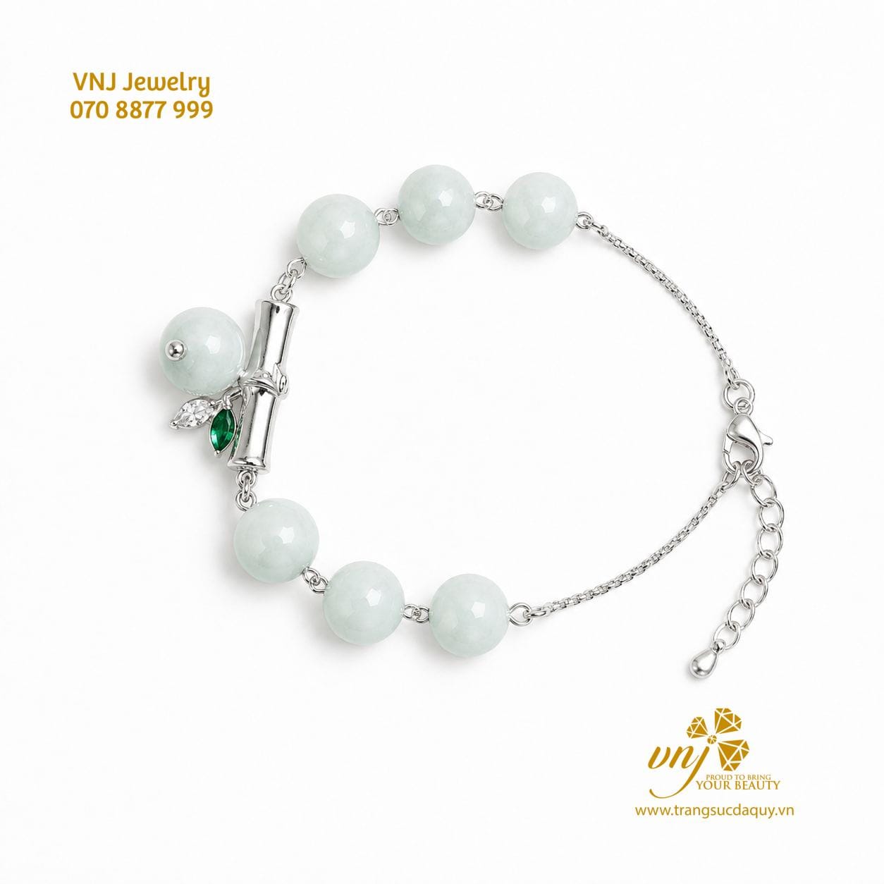 Vòng Tay Cẩm Thạch Mix Charm Đốt Trúc VCJ1