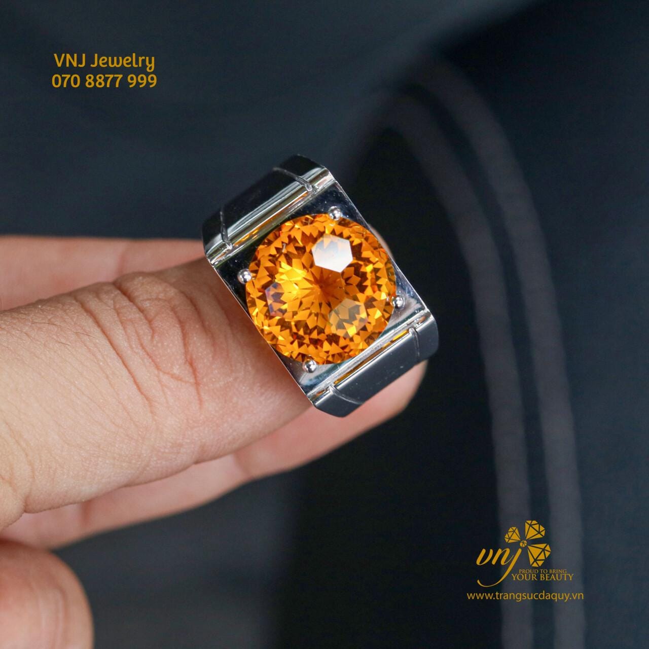 Nhẫn Đá Citrine Thiên NHiên NM169