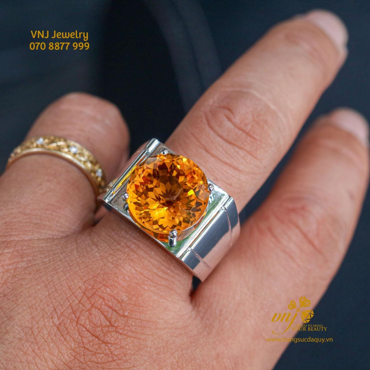 Nhẫn Đá Citrine Thiên NHiên NM169