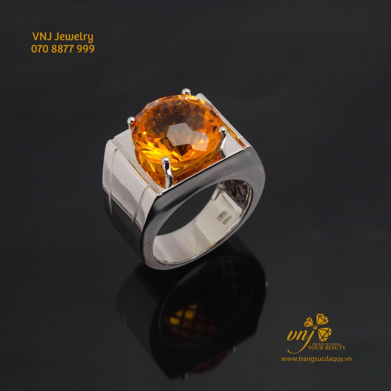 Nhẫn Đá Citrine Thiên NHiên NM169