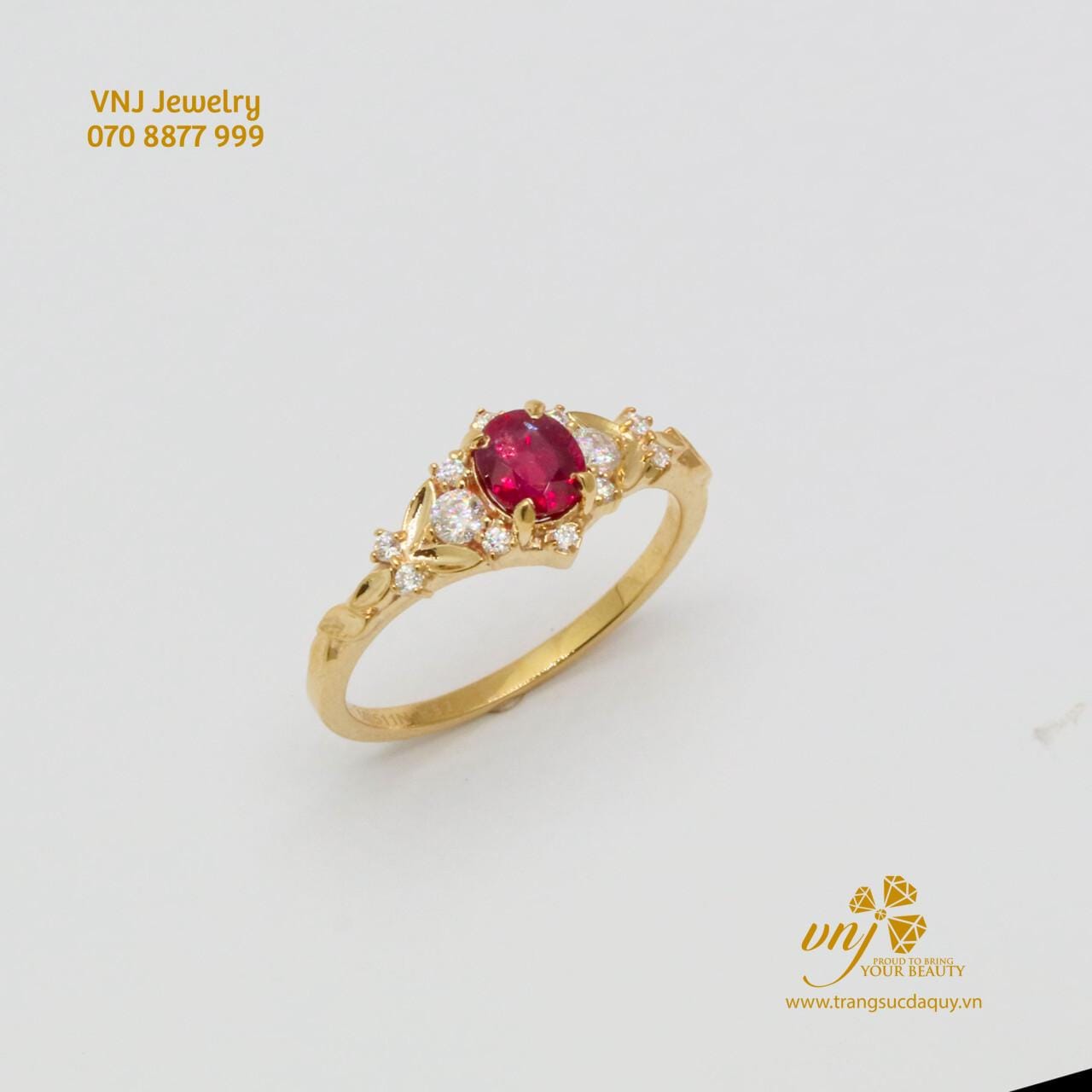 Nhẫn Đá Ruby NWR30 màu đỏ hồng thiết kế sang trọng