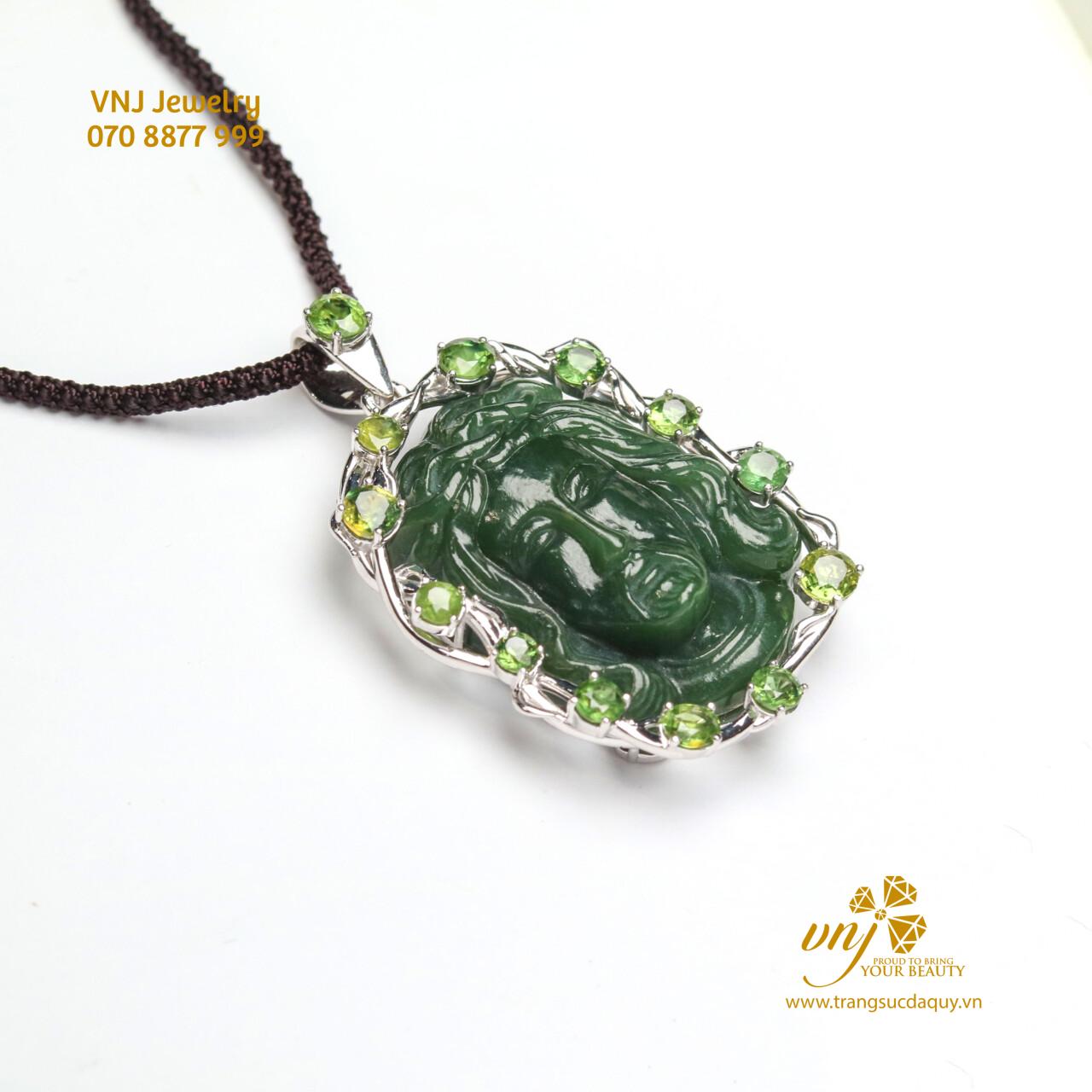 Mặt Dây Tượng Chúa Ngọc Bích Sapphire Green MDTG19 - Ảnh 4