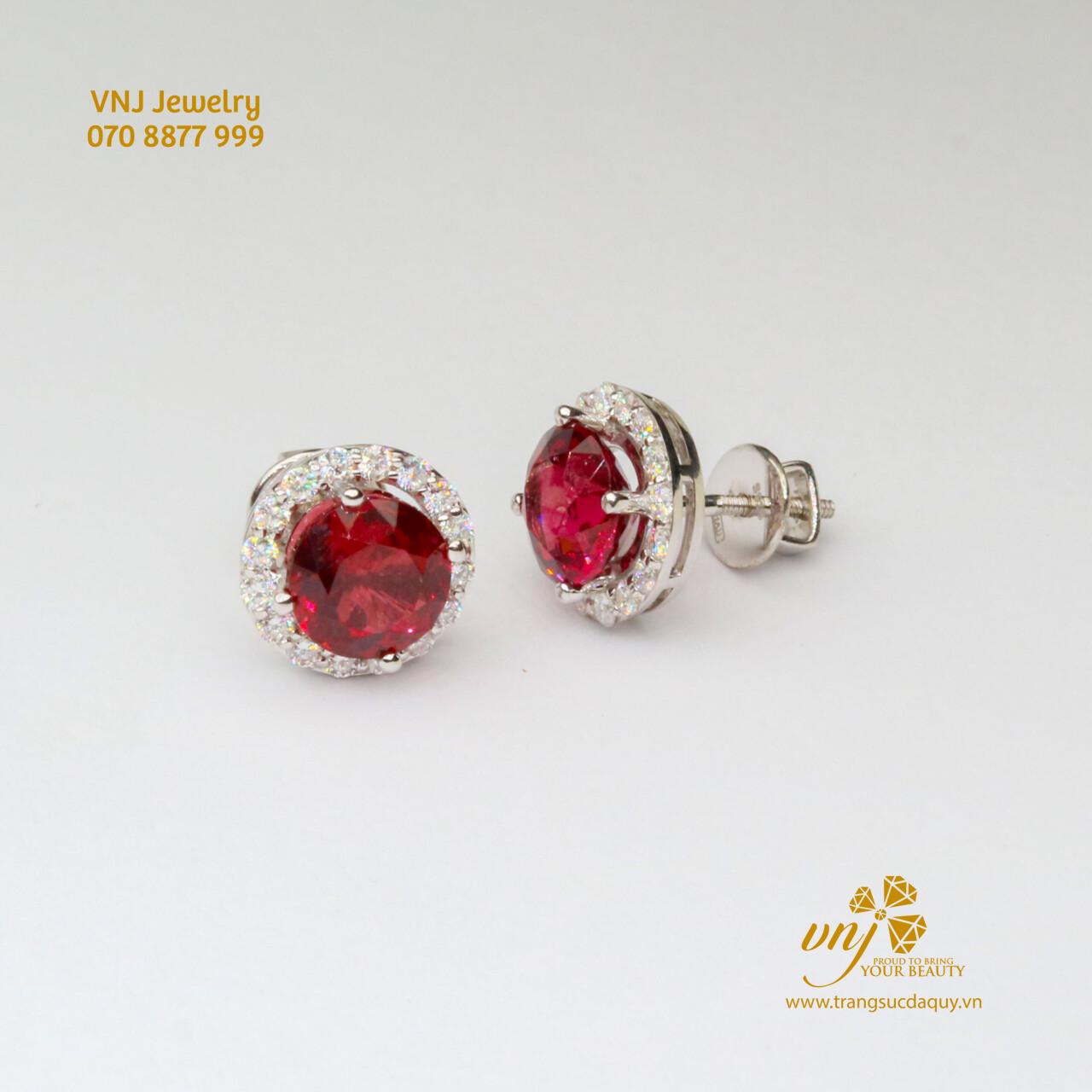 Bông Tai Garnet Halo BTG12 - Ảnh 3