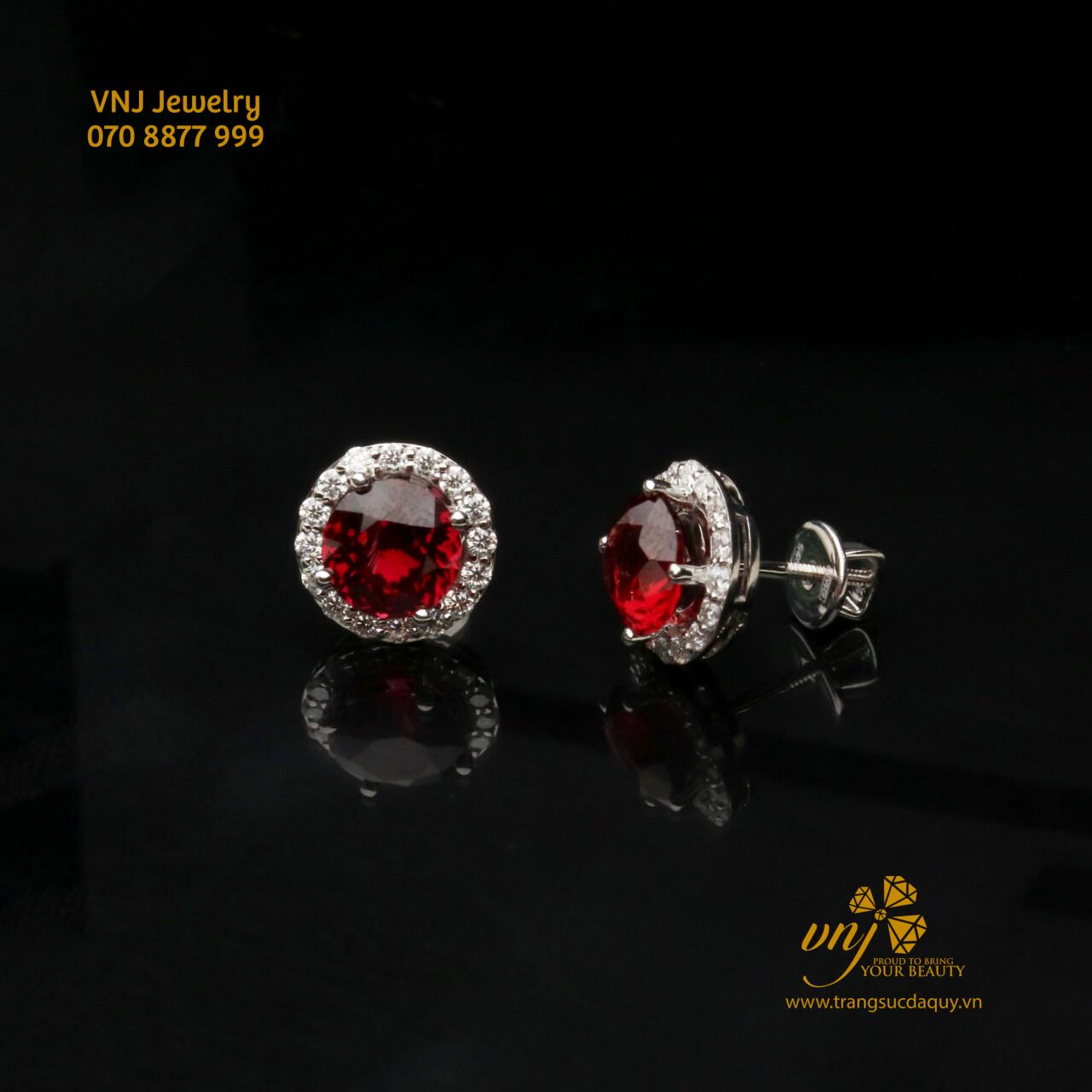 Bông Tai Garnet Halo BTG12 - Ảnh 2