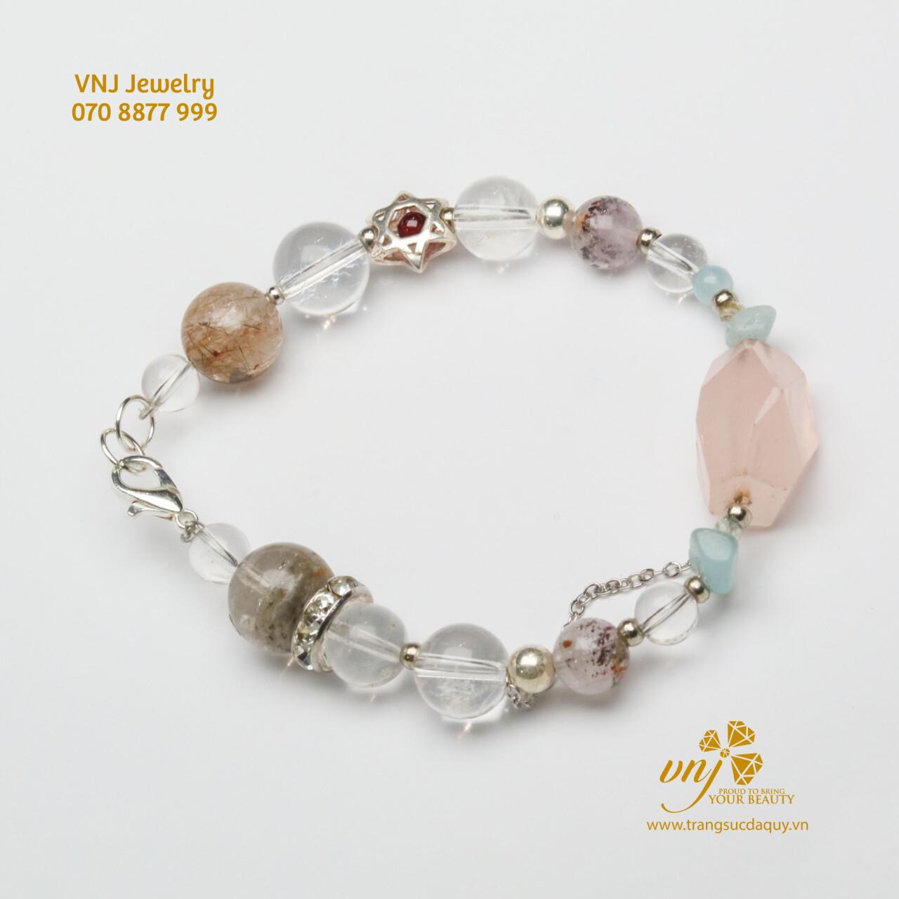 Vòng Tay Thạch Anh Mix Charm VS17